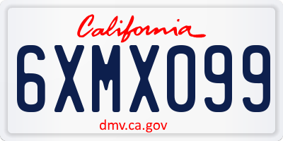 CA license plate 6XMX099