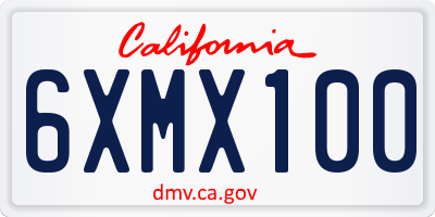 CA license plate 6XMX100