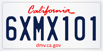 CA license plate 6XMX101