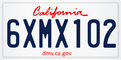 CA license plate 6XMX102