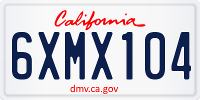 CA license plate 6XMX104