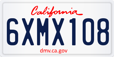 CA license plate 6XMX108
