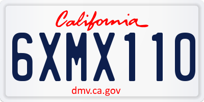 CA license plate 6XMX110