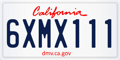 CA license plate 6XMX111