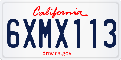 CA license plate 6XMX113