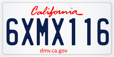 CA license plate 6XMX116