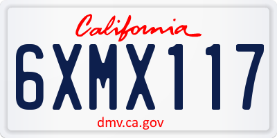 CA license plate 6XMX117