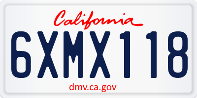 CA license plate 6XMX118