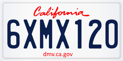 CA license plate 6XMX120