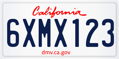 CA license plate 6XMX123