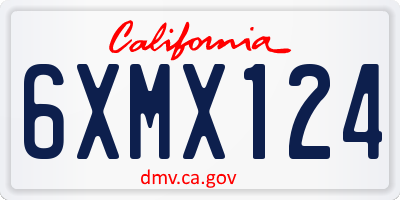 CA license plate 6XMX124