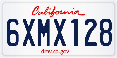 CA license plate 6XMX128