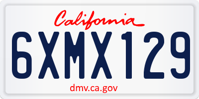 CA license plate 6XMX129