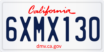 CA license plate 6XMX130