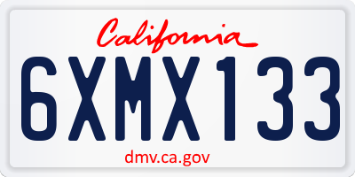 CA license plate 6XMX133