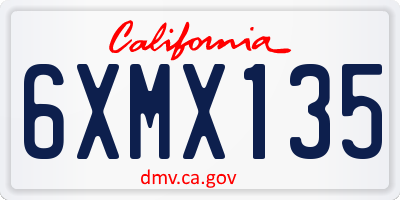 CA license plate 6XMX135