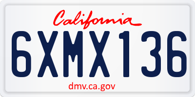 CA license plate 6XMX136