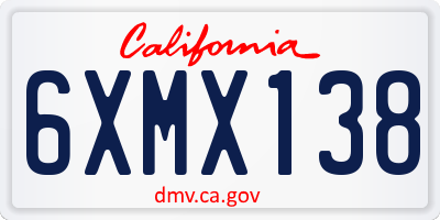 CA license plate 6XMX138