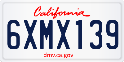 CA license plate 6XMX139