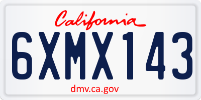CA license plate 6XMX143