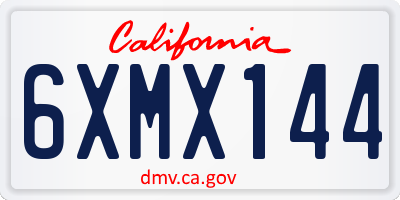 CA license plate 6XMX144