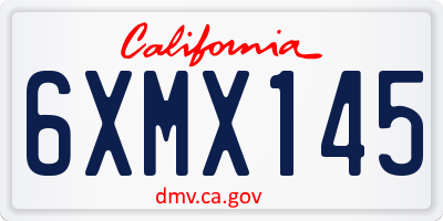 CA license plate 6XMX145