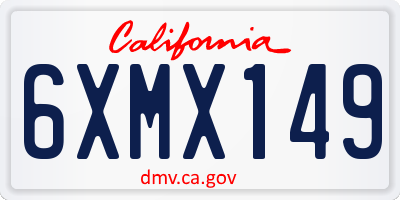 CA license plate 6XMX149