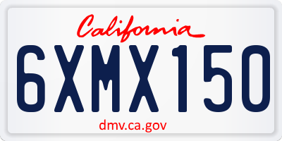 CA license plate 6XMX150