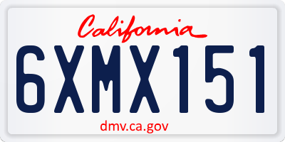 CA license plate 6XMX151