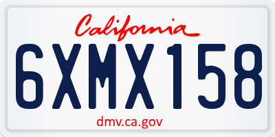 CA license plate 6XMX158