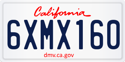 CA license plate 6XMX160
