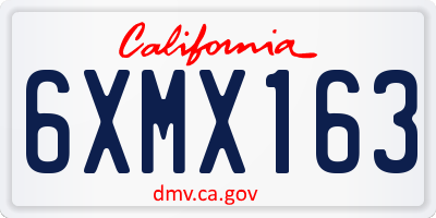 CA license plate 6XMX163