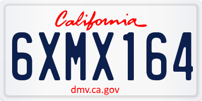 CA license plate 6XMX164