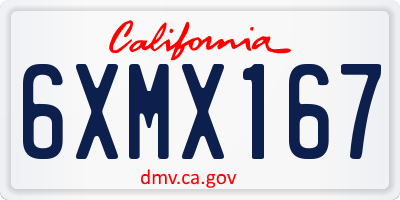 CA license plate 6XMX167