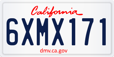 CA license plate 6XMX171