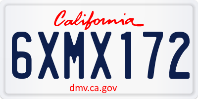 CA license plate 6XMX172
