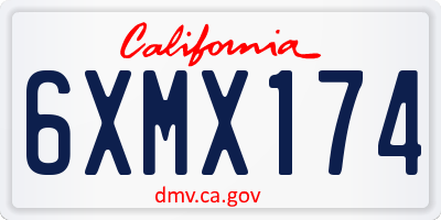 CA license plate 6XMX174