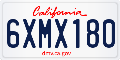 CA license plate 6XMX180