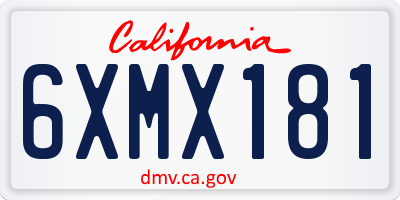 CA license plate 6XMX181