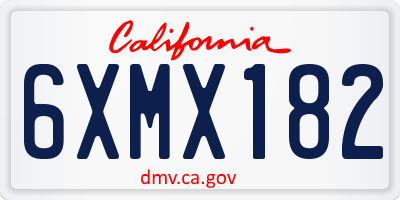 CA license plate 6XMX182