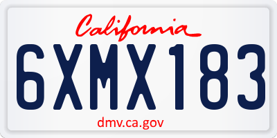 CA license plate 6XMX183