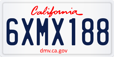 CA license plate 6XMX188
