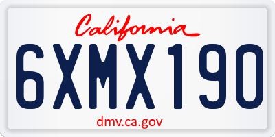 CA license plate 6XMX190