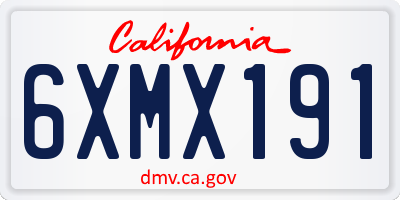 CA license plate 6XMX191