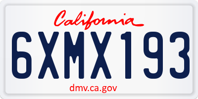 CA license plate 6XMX193