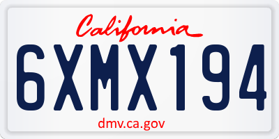 CA license plate 6XMX194