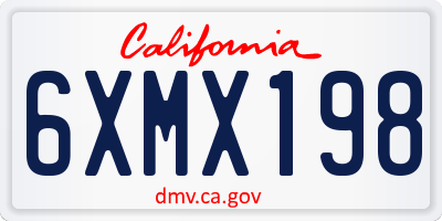 CA license plate 6XMX198