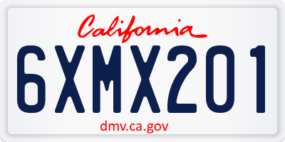CA license plate 6XMX201