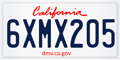 CA license plate 6XMX205