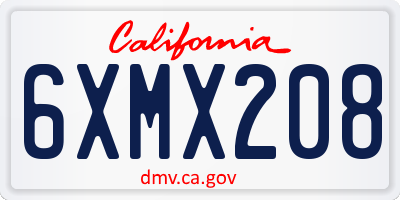 CA license plate 6XMX208